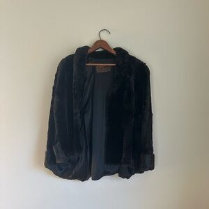 ~VINTAGE~ Elegant Black Teddy Cape